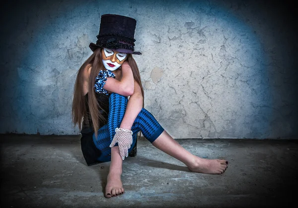 Porträtt skrämmande monster clown — Stockfoto