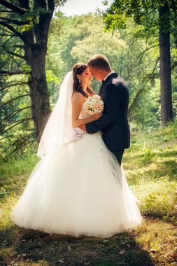 Gelin ve damat parkta