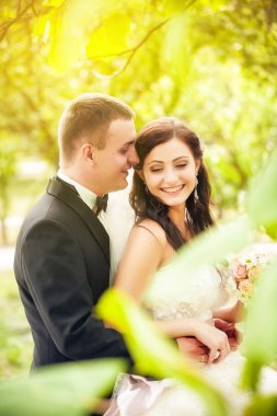 Gelin ve damat parkta