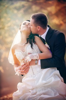 Gelin ve damat parkta
