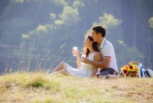 Çift piknik — Stok fotoğraf