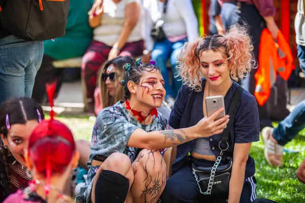 Buenos Aires Argentina 2021 Happy Participants Orgulloba Lgbt March Buenos — Stock Photo, Image