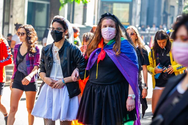 Buenos Aires Argentina 2021 Happy Participants Orgulloba Lgbt March Buenos — Stock Photo, Image