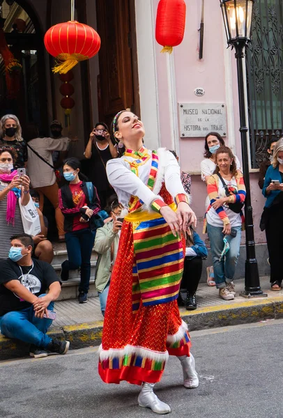 Febbraio 2022 Buenos Aires Argentina Ballerina Che Balla Durante Celebrazioni — Foto Stock