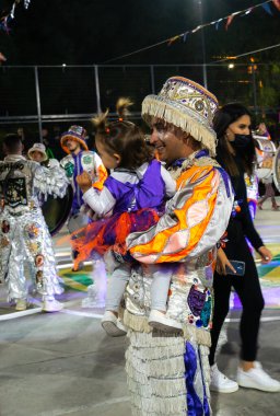 Buenos Aires, Arjantin - 12 Şubat 2022: Buenos Aires Arjantin 'deki karnavala katılanlar