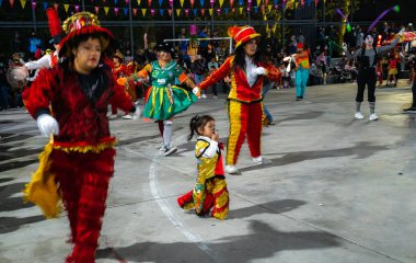 Buenos Aires, Arjantin - 12 Şubat 2022: Buenos Aires Arjantin 'deki karnavala katılanlar