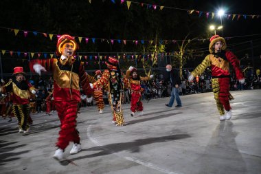 Buenos Aires, Arjantin - 12 Şubat 2022: Buenos Aires Arjantin 'deki karnavala katılanlar