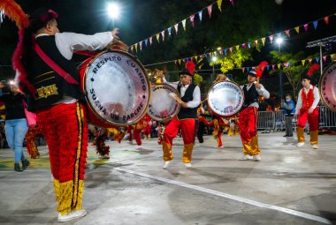 Buenos Aires, Arjantin - 12 Şubat 2022: Buenos Aires Arjantin 'deki karnavala katılanlar