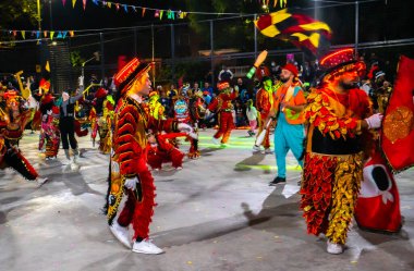 Buenos Aires, Arjantin - 12 Şubat 2022: Buenos Aires Arjantin 'deki karnavala katılanlar