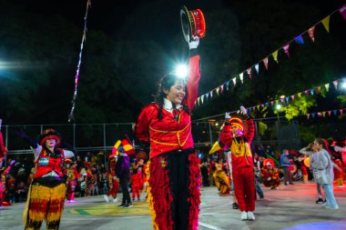 Buenos Aires, Arjantin - 12 Şubat 2022: Buenos Aires Arjantin 'deki karnavala katılanlar