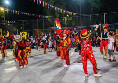 Buenos Aires, Arjantin - 12 Şubat 2022: Buenos Aires Arjantin 'deki karnavala katılanlar