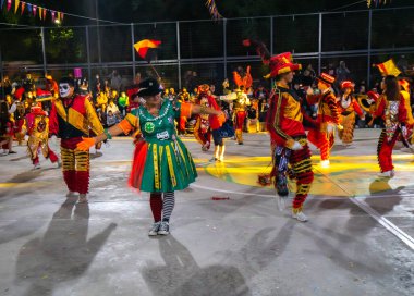 Buenos Aires, Arjantin - 12 Şubat 2022: Buenos Aires Arjantin 'deki karnavala katılanlar