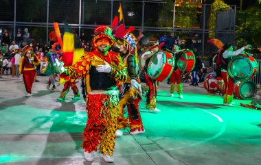 Buenos Aires, Arjantin - 12 Şubat 2022: Buenos Aires Arjantin 'deki karnavala katılanlar