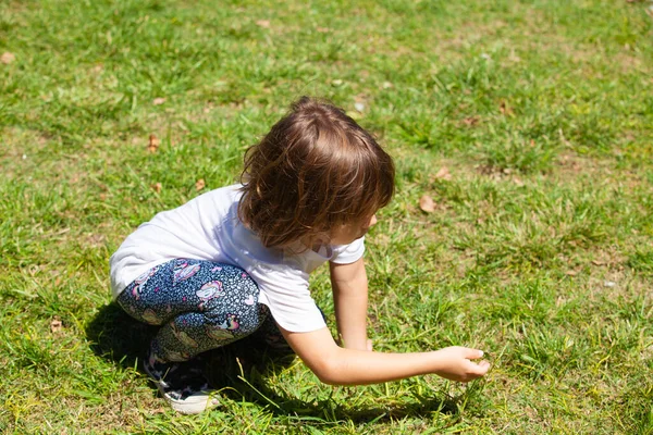 Portret Van Een Gelukkig Meisje Het Park — Stockfoto