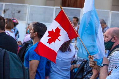 6 Mart 2022 Buenos Aires Arjantin: Buenos Aires 'teki Rus saldırısı sırasında Ukrayna' ya destek için Kanada 'yı işaretle.