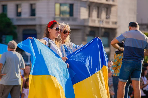 Marzo 2022 Buenos Aires Argentina Participantes Marcha Apoyo Ucrania Durante — Foto de Stock