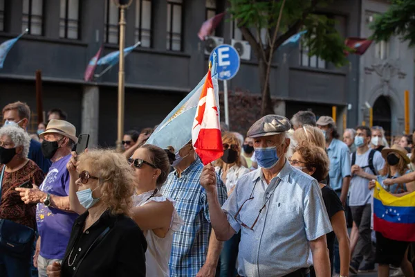 Března 2022 Buenos Aires Argentina Účastníci Pochodu Podporu Ukrajiny Během — Stock fotografie