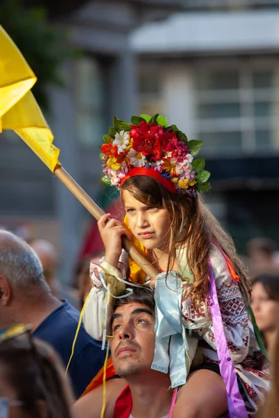 Března 2022 Buenos Aires Argentina Děti Pochodu Podporu Ukrajiny Během — Stock fotografie