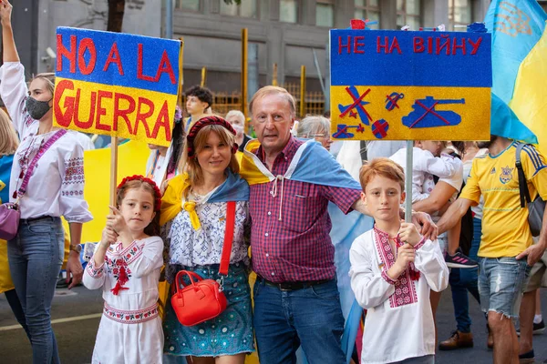 Března 2022 Buenos Aires Argentina Účastníci Pochodu Podporu Ukrajiny Během — Stock fotografie