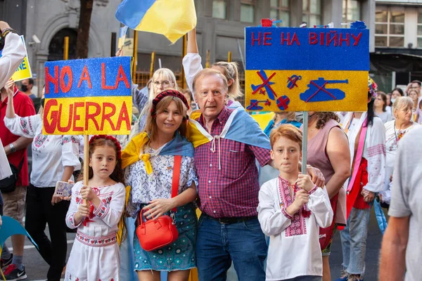 Аргентина Участники Марша Поддержку Украины Время Российской Агрессии Буэнос Айресе — стоковое фото
