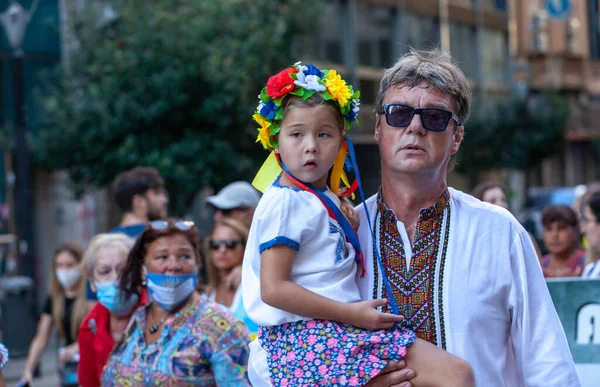 Аргентина Дети Марше Поддержку Украины Время Российской Агрессии Буэнос Айресе — стоковое фото