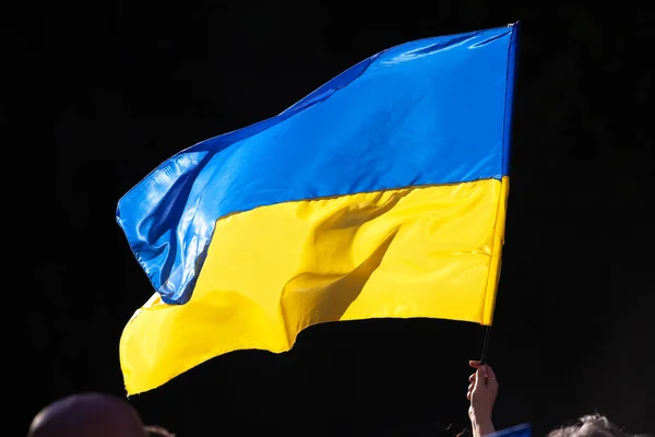 March 2022 Buenos Aires Argentina Flags March Support Ukraine Russian — Stock Photo, Image