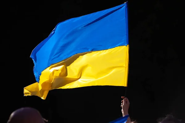 March 2022 Buenos Aires Argentina Flags March Support Ukraine Russian — Stock Photo, Image