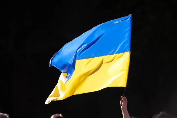 March 2022 Buenos Aires Argentina Flags March Support Ukraine Russian — Stock Photo, Image