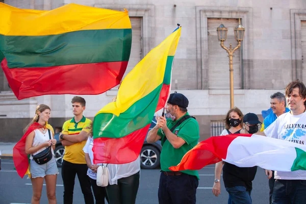 March 2022 Buenos Aires Argentina Participants March Support Ukraine Russian — Stock Photo, Image