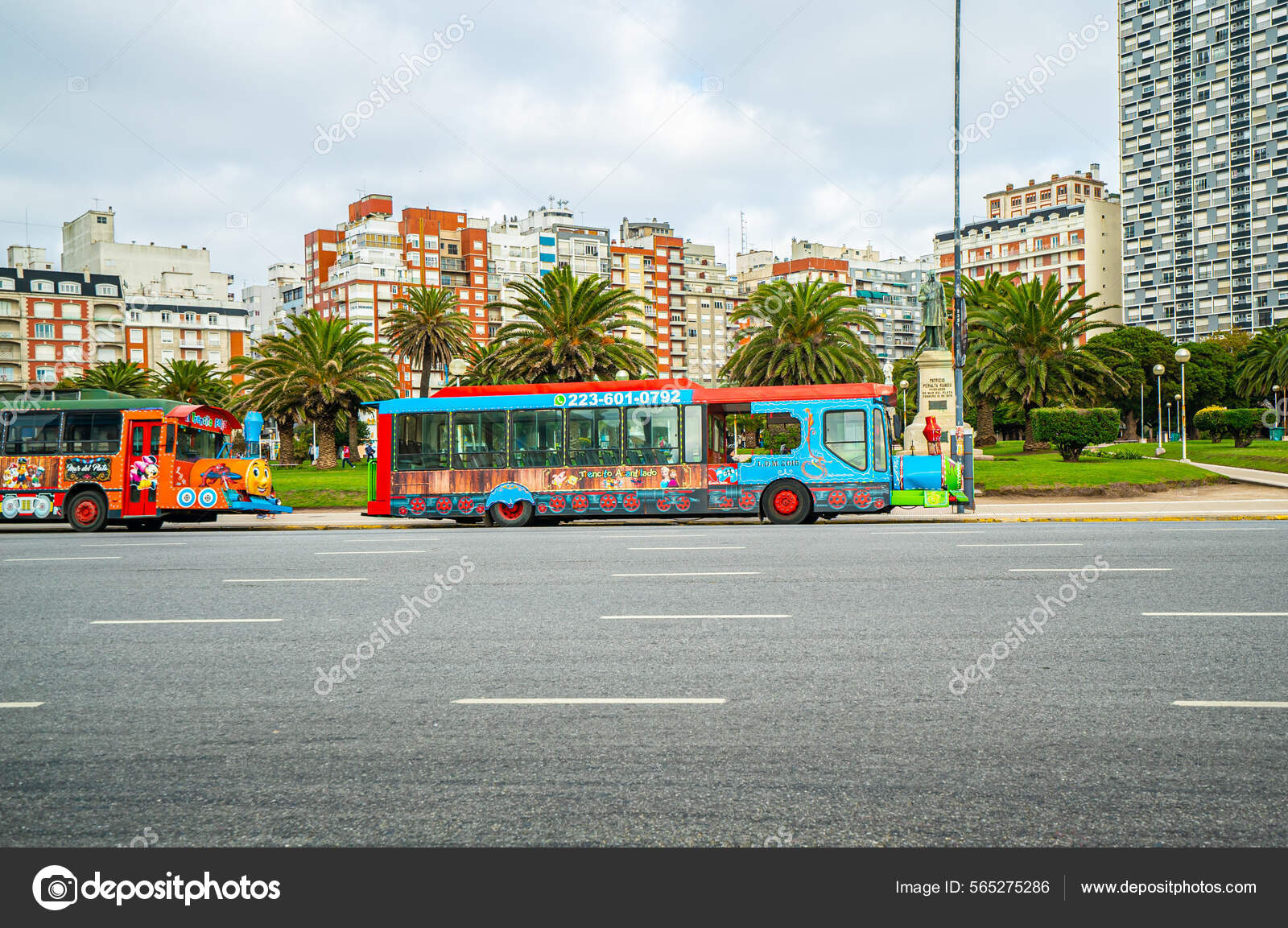 Mar Del Plata Argentina 2022 Colored Buses Center Mar Del Stock