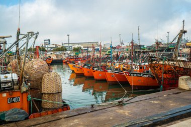 Mar del Plata, Arjantin, 09.04.2022: Mar del Plata Arjantin balıkçılık limanı