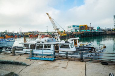 Mar del Plata, Arjantin, 09.04.2022: Mar del Plata Arjantin balıkçılık limanı