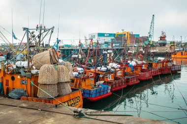 Mar del Plata, Arjantin, 09.04.2022: Mar del Plata Arjantin balıkçılık limanı