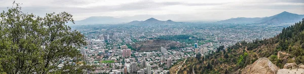 Άποψη Της Πόλης Του Santiago Chile Από Όρος San Cristobal — Φωτογραφία Αρχείου