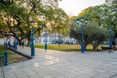 Plaza of Spain in Mendoza, Argentina - July 17, 2022: Independence Square (Plaza Independencia), the biggest and most important square in Mendoza city, Argentina 