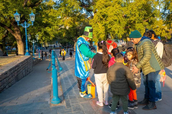 Plaza Spain Mendoza Argentina July 2022 Street Clown Kids Independence — Stock Photo, Image