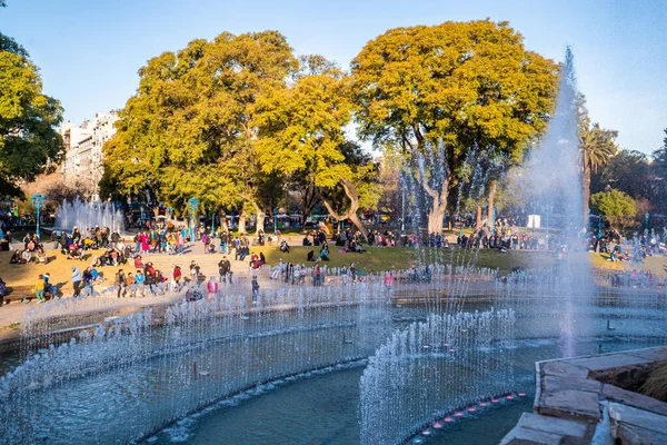 Plaza Spain Mendoza Argentina July 2022 Dancing Founta Independence Square — ストック写真