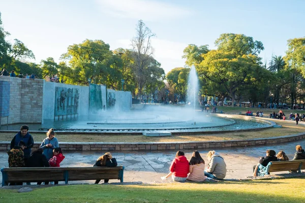 Plaza Spain Mendoza Argentina July 2022 Dancing Founta Independence Square — Fotografia de Stock