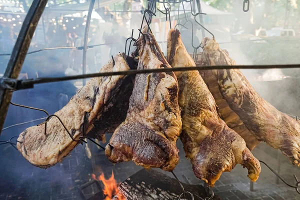 Pieces Beef Carcass Grill Traditional Argentinean Food — Stock Photo, Image