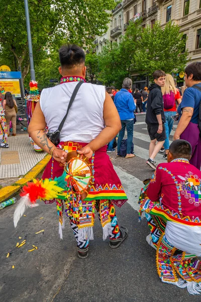 Buenos Aires Argentina 2022 Persone Costumi Transnazionali Colorati Celebrano Intera — Foto Stock