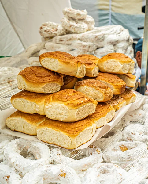 Traditionelles Bolivianisches Gebäck Beim Fest Der Bolivianischen Gemeinschaft — Stockfoto