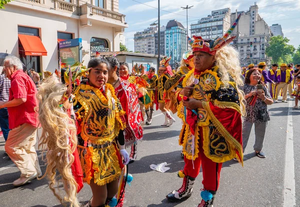 Buenos Aires Argentina 2022 Popolazione Boliviana Celebra Intera Cultura Tradizioni — Foto Stock