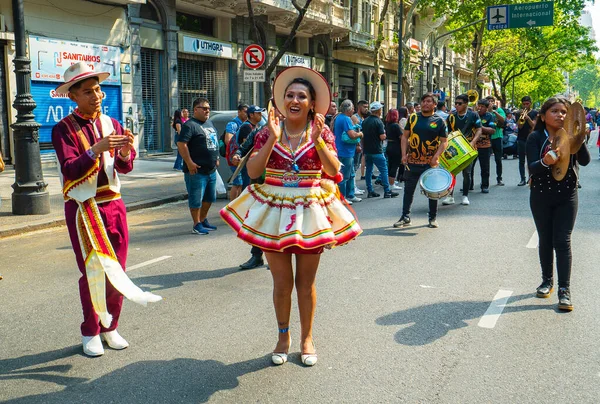 Буэнос Айрес Аргентина 2022 Боливийцы Празднуют Всю Культуру Традиции Боливийской — стоковое фото