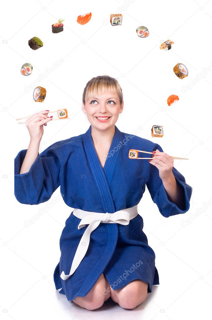 Girl and sushi