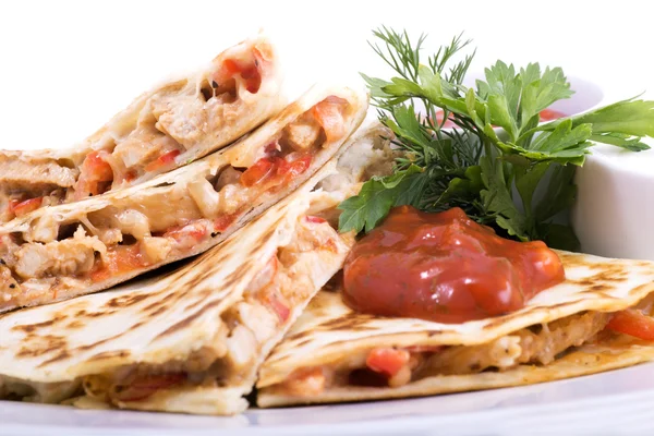 Quesadillas com frango Cajun — Fotografia de Stock