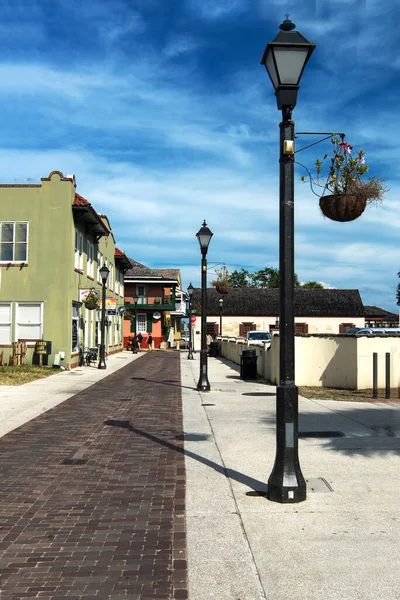Destination Touristique Ancienne Ville Augustine Floride Journée Ensoleillée Rues Marche — Photo