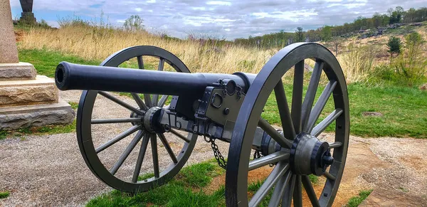 Viejo Cañón Guerra Civil Una Exposición Histórica Sobre Los Campos — Foto de Stock