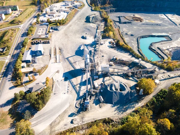 Beton Fabriek Cement Zware Industrie Productie Zicht Van Bovenaf Milieuverontreiniging — Stockfoto