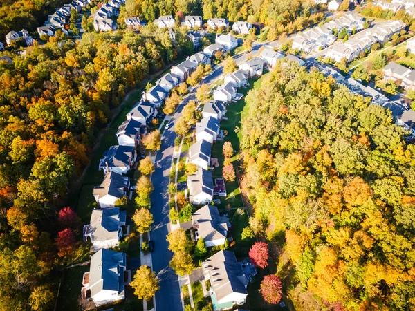 列斯堡郊区的空中景观 这是弗吉尼亚的一个住宅区 有许多别墅 — 图库照片