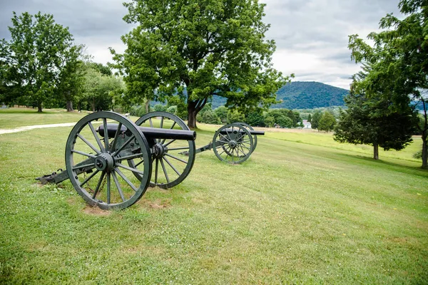 Viejo Cañón Guerra Civil Una Exposición Histórica Sobre Los Campos — Foto de Stock